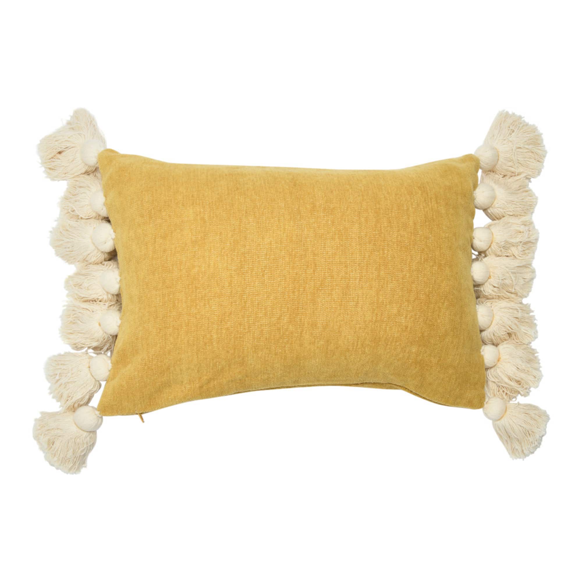 Hello Honey® Yellow Chenille Lumbar Pillow with Tassels
